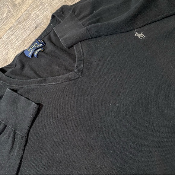 Polo Ralph Lauren Mens Size 2XB Sweater Black 100% Pima Cotton V‎ Neck - Picture 2 of 6